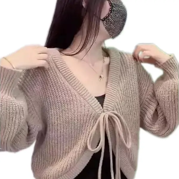 Bolero Rajut Cardigan Crop Korean style Sweater Jolly Tali depan Sweater Panjang Outer Motif