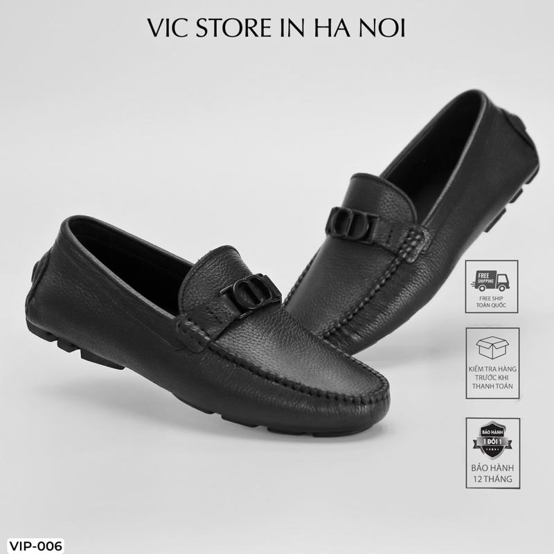 Giày Moca Nam Da Thật Đế Cao Su Khâu Mẫu Đơn Giản VIP-006