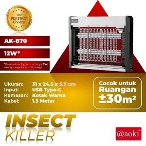 AOKI Perangkap Nyamuk Lalat Bug Zapper Lampu UV 12 Watt Ungu