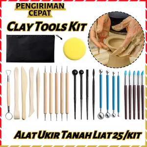 25Pcs Clay Tools Set Dry Clay DIY Alat Ukir Tanah Liat Dan Pottery | Pottery Clay Tools Set Clay Sculpting Kit Sculpt Smoothing Wax Carving Ceramic Shape Modeling