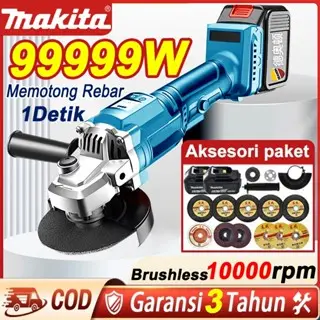 Gerinda listrik makita Gerinda Baterai Brushless 99999W Mesin Gerinda Baterai Penggiling sudut Tangan Cordless Ketik 100 Angle Grinder mesin pemotong