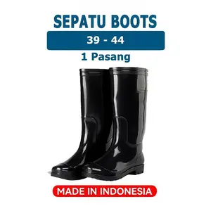 SEPATU BOOTS HITAM TINGGI 35CM UKURAN 39 & 44 / SEPATU BOOT OUTDOOR ANTI AIR PRIA DAN WANITA MURAH
