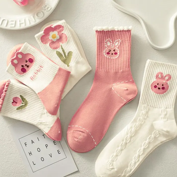 [Tokobig] Rabbit Kaos Kaki Anak Import Kaos Kaki Anak Perempuan Motif Kelinci Pink Usia 6-10 Thn