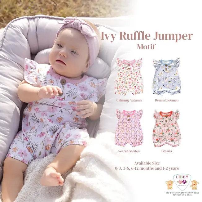 Baby Bon - LIBBY Jumper Bayi Perempuan Ruffle IVY Romper Bayi 0-2 Tahun (1pcs)