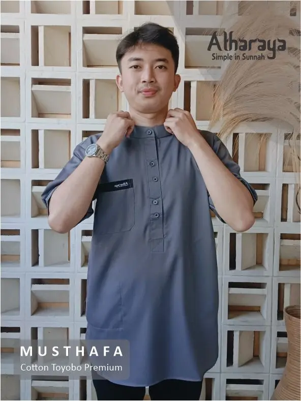 TERLARIS Baju Koko Pria Lengan Pendek Katun Toyobo Kurta Muslim Nyaman Santai 2