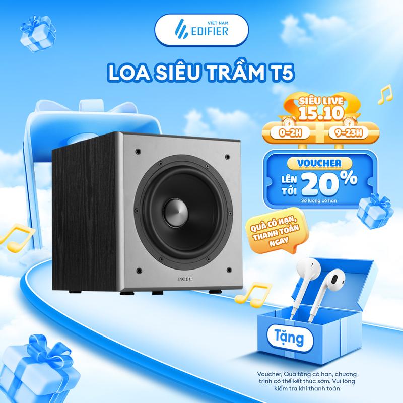 Loa Subwoofer EDIFIER T5/T5S | Công Suất 70W | Vỏ Gỗ Chống Dội Âm | Cộng Hưởng Khoang Dưới | Bảo Hành 15 Tháng