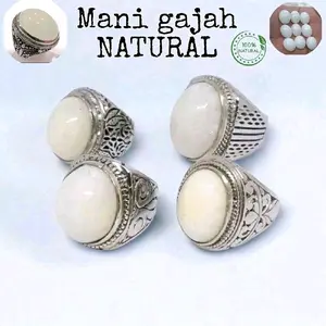 cincin Ma_ni gajah putih natural Alam / bisa jalan di air cuka Ring cincin pria