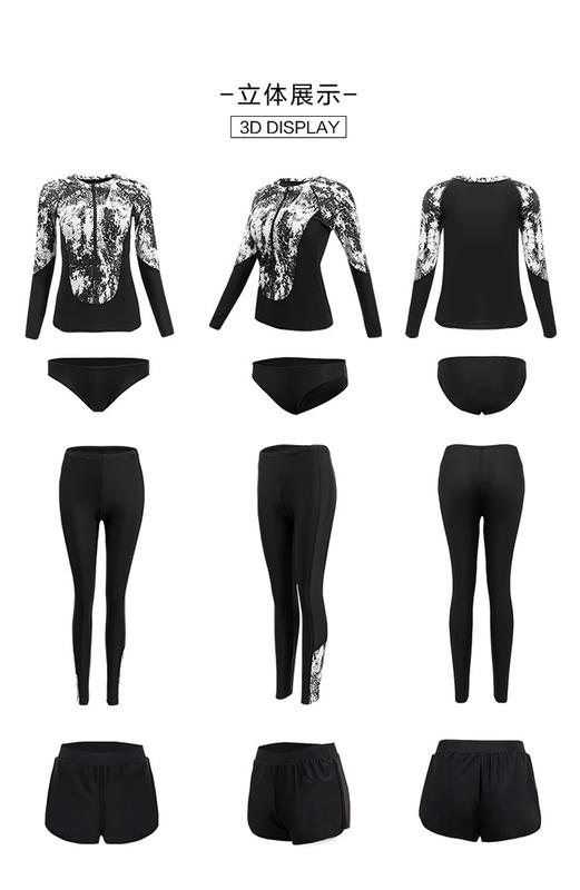 Product Introduction of New Women's Swimwear Split Boxer Long-Sleeved Trousers Four-Piece Set Sun-Protective Clothing Diving Surfing Snorkeling Wholesale 16