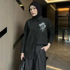 Mayoutfit Jemina Shirt | Kemeja Basic Poplin Wanita Embroidery Bordir Bunga
