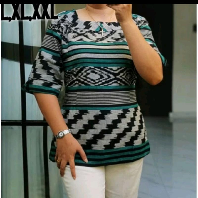BLUS TENUN ETNIK MOTIF PREMIUM SALUR Atasan Baju Wanita 3