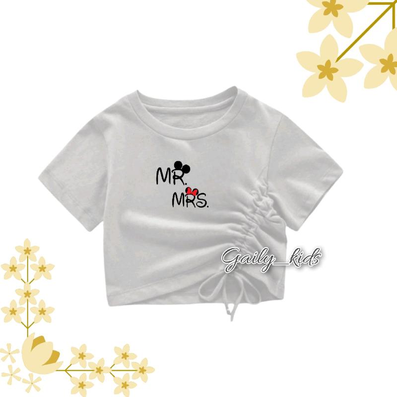 Atasan Kaos Crop Top Lengan Pendek Anak Perempuan 2