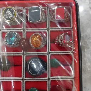 Cincin Batu Amber Oranye Oranye Faux Vintage Pria yang Dipersonalisasi Desain Pola Tali Cincin Punk Perak Hitam Punk Pria Faux Topaz Aksesori Busana Pesta Pernikahan Original Ring