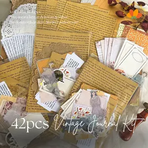 42pcs journal kit journaling scrapbooking vintage jurnal paper deco kertas dekorasi stiker aesthetic
