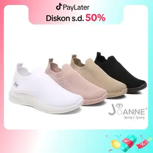 JOANNE  Casual Flyknit Sneakers Shoes Olahraga Wanita JN8885 Black Pink