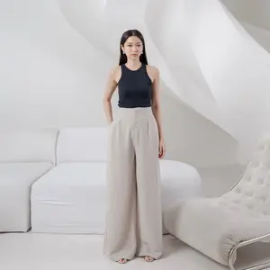 Georgios Women | Jolie Pants | Celana Panjang Wanita Kekinian Casual Cewek Kulot Hitam Dewasa Loose Highwaist Polos