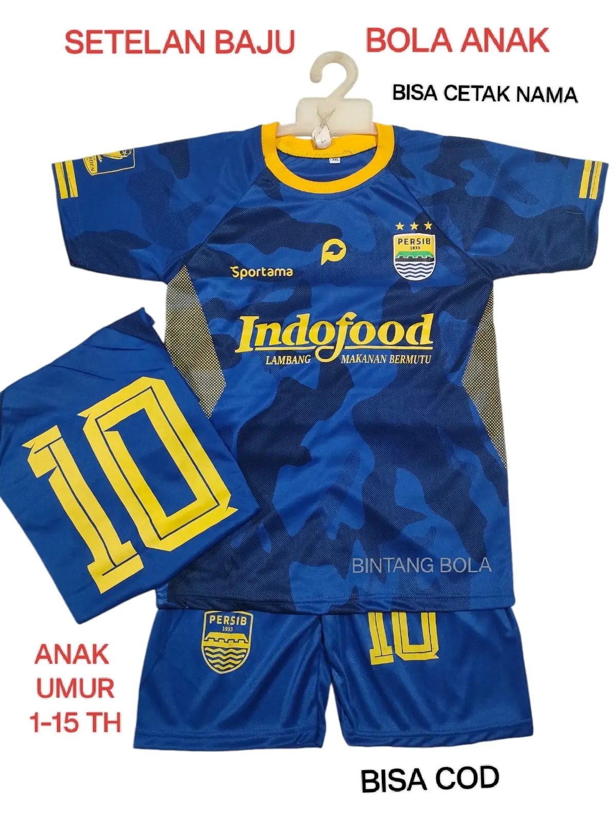 SETELAN BAJU BOLA ANAK PERSIB TERBARU/JERSEI ANAK/OLAHRAGA/BISA CETAK NAMA