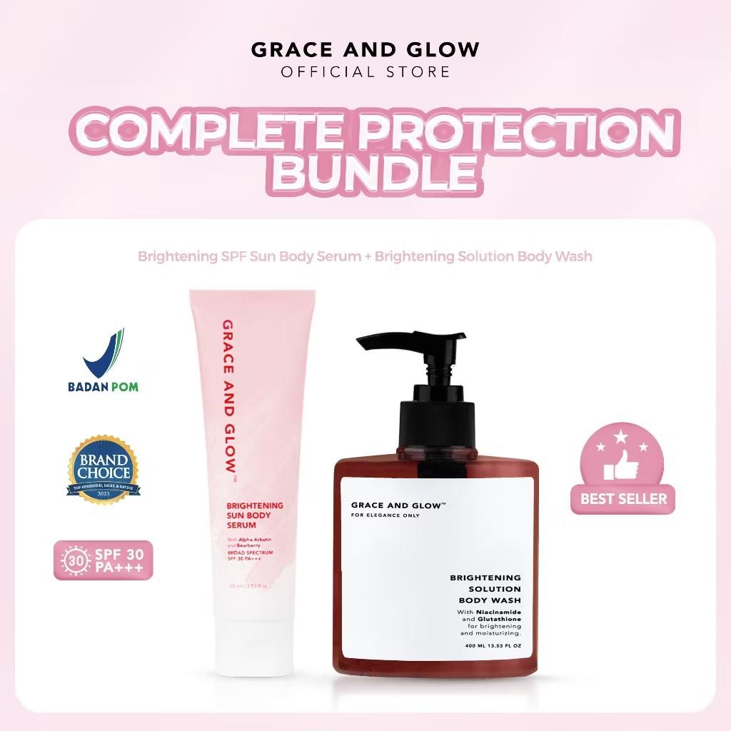 BUNDLE 2IN1 grace and glow body wash+grace and glow body serum sun block 30+++ life sabun