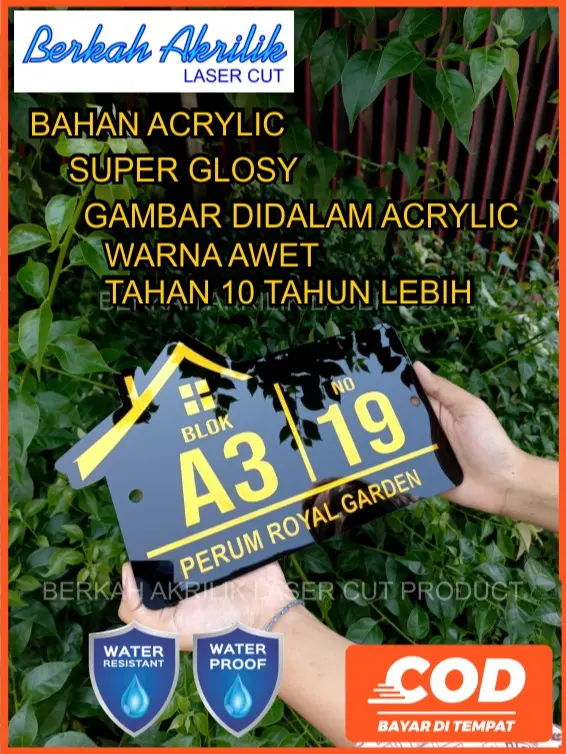 nomor rumah acrylic tahan hujan panas matahari Luxury VRZ series super glosy 0