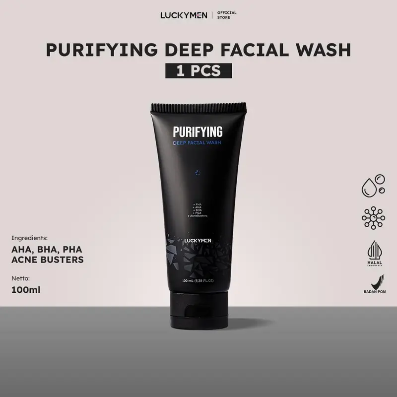 LUCKYMEN Purifying Facial Wash - Ampuh Bersihkan Kotoran, Kurangi Minyak Berlebih dan Cegah Jerawat 0
