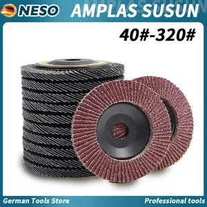 Neso German tools Mata Gerinda Amplas Susun 4" Gurinda Flap Disc Tebal Murach Bulat Grit Ukuran 40, 60, 80,100, 120, 150, 180,240