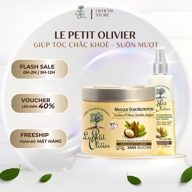 COMBO Xịt Dưỡng Tóc 150ml & Kem Ủ Tóc Chiết Xuất Dầu Olive Bơ Hạt Mỡ Dầu Argan Le Petit Olivier 330ml