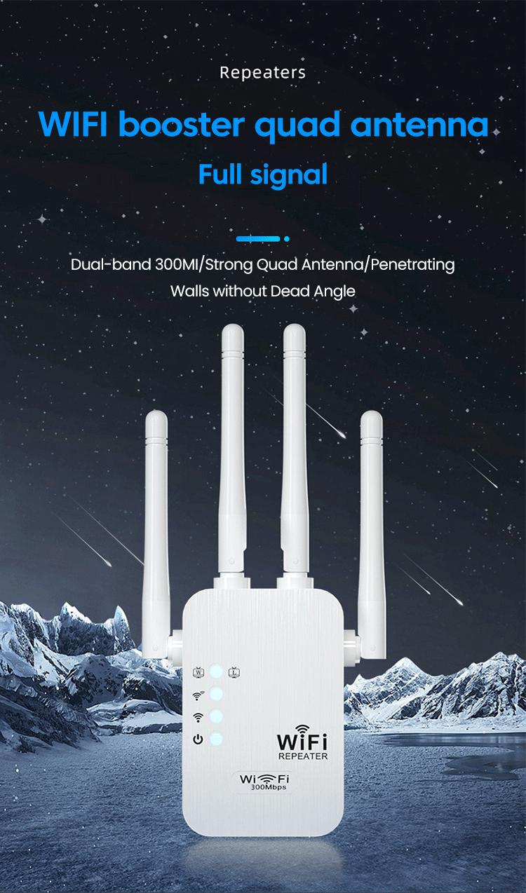 Product Introduction of 300Mbps WiFi Repeater EU Plugs Dual-Band Network Amplifier WPS Router Wireless Signal Wi Fi Booster Communication Extender 0