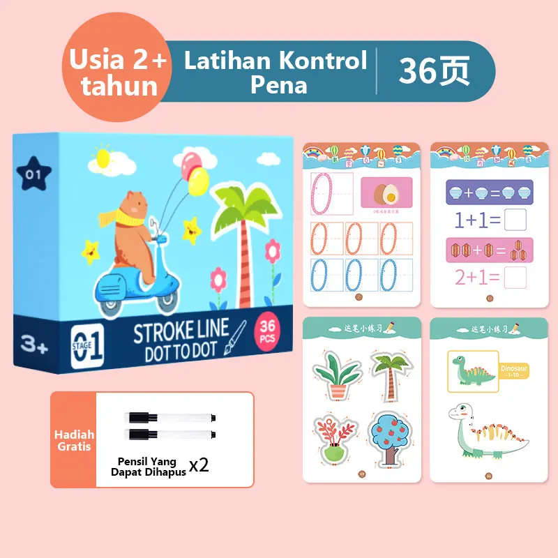 Magical Tracing Workbook ReusableDot To Dot Wipe And Clean Book Dapat Dihapus Mainan Edukasi Menggambar Latihan Menulis Titik Ke Titik Berpikir Reusable Magic Workbook Buku Edukasi Anak Belajar Activity Book 7