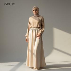Skirt A Line Panjang Maxi Pinggang Tinggi Satin (Max 100KG) Fit Wanita