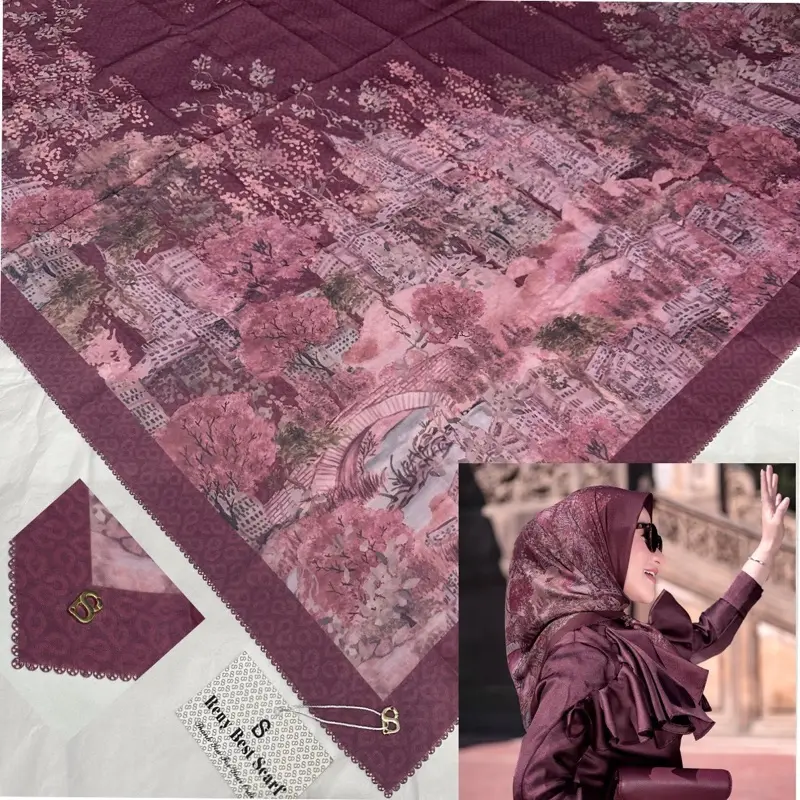 lc titik 3 premium,  como, NY wisdom, Dubai ,semi ori button scarves (98%) with metal logo B kemasan kotak exlusive kerudung segiempat Semua musim Square Hijabs semua kegiatan voal hijab persegi Kasual , nyaman, printing
