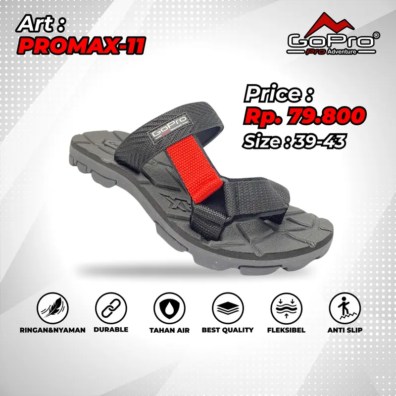 Go Pro Adventure Promax 11 Sandal Jepit Jempol Selop Dewasa Sendal Japit Pria Eva Ringan Fashion Anti Selip Size 39-43 1