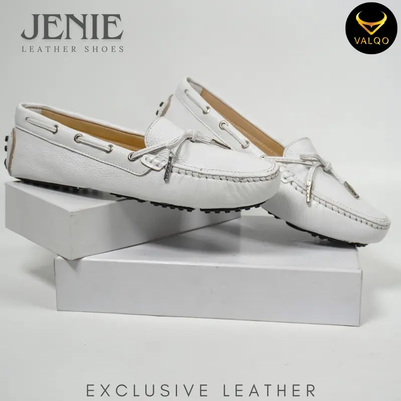 VALQO JENIE Sepatu Kulit Sapi Putih Wanita Kantor Santai Loafer Flat Shoes Sole Anti Selip Tanpa Hak Round Toe 1