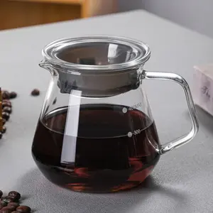 Trosten Pour Over Coffee Server V60 with Lid 400ml / 600ml - Sharing Pot Glass V60 Manual Brew Drip teko Kopi dengan Tutup bahan kaca berkualitas borosilicate glass tahan panas dingin 02 01 pot v60 drip kettle teko kopi