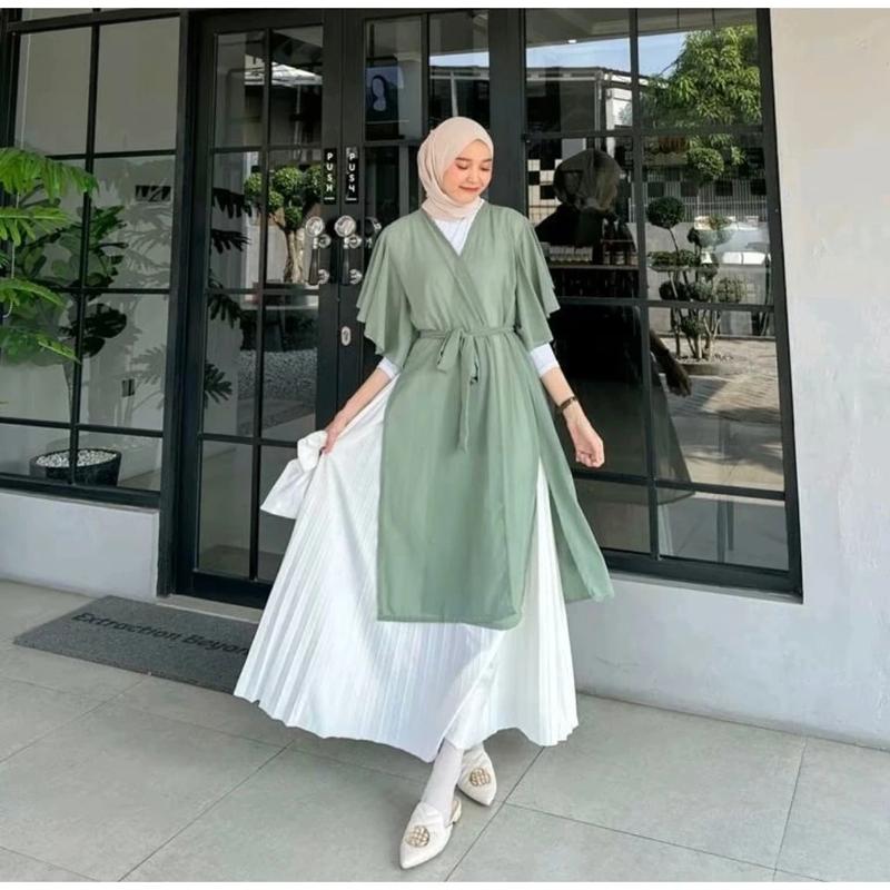 Product Introduction of Tunik cerutty/atasan wanita dewasa kekinian Muslim Outer Simple Ceruty clara  long 3