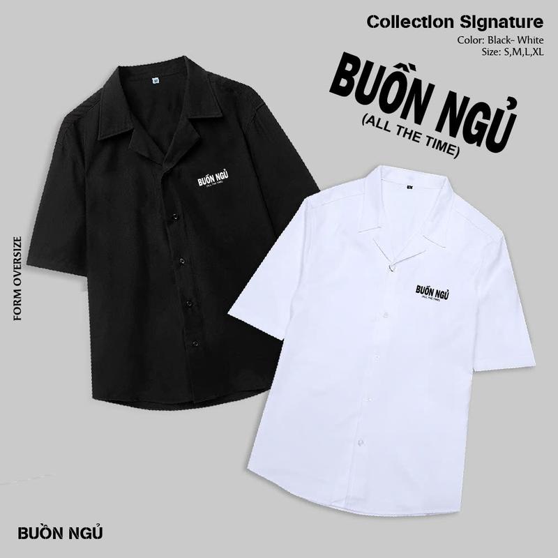 Áo sơ mi Mùa Hè 2025 sơ mi CỔ VEST- "BUỒN NGỦ" Thời Trang Nam- Nữ, chất liệu Vải Mango, Thoáng mát, thấm hút.