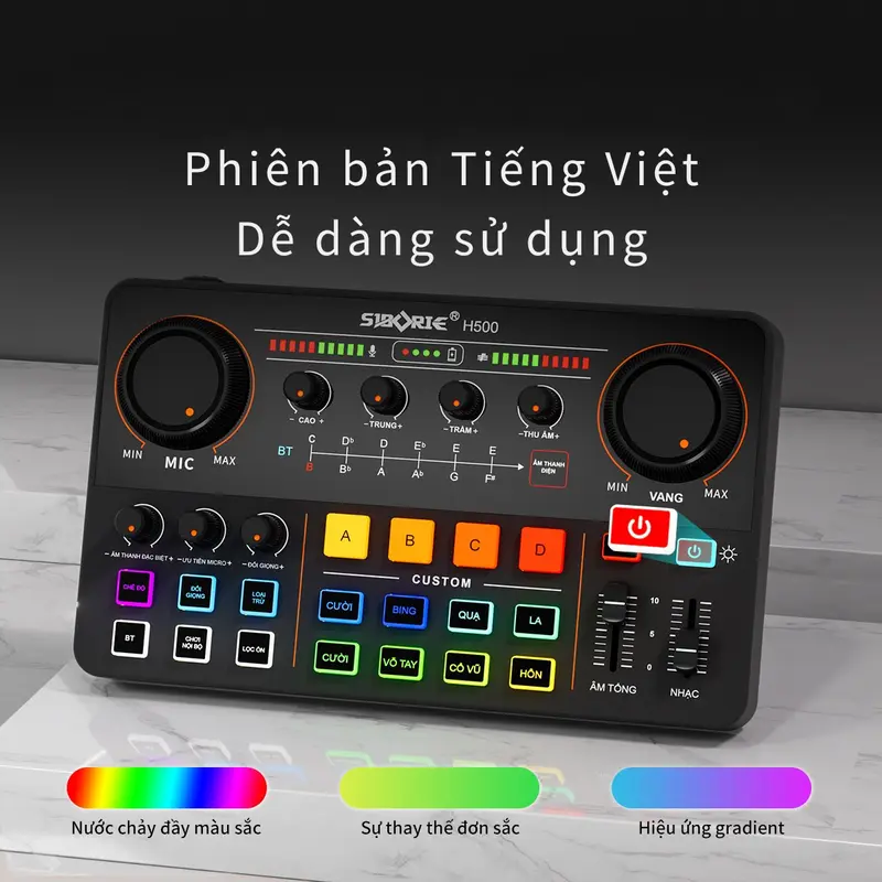[SIBORIE] [TIẾNG VIỆT] Bộ SoundCard (H500 + MIc U87) Hát livestreams cao cấp , thu âm , karaoke tại nhà  ,  đi kèm đầy đủ dây chuyển đổi , tai nghe , giá đỡ Mic hỗ trợ Android và IP blutooh 1