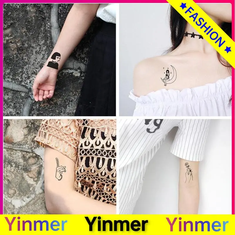 COD✨ anime tattoo temporer tahan lama wanita fashion korea palsu hitam di lengan dan kaki tato-Yinmer