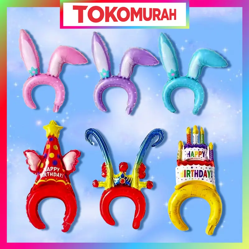 TM New Balon Bando karakter happy birthday Halloween Christmas natal kelinci mermaid baby shark cake ukuran BESAR R1189 0