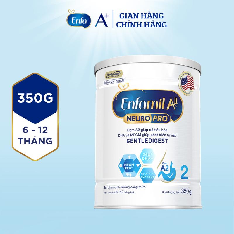 Sữa bột Enfamil A2 Neuropro 2 350g giúp dễ tiêu hóa, hấp thu cho trẻ từ 6-12 tháng tuổi