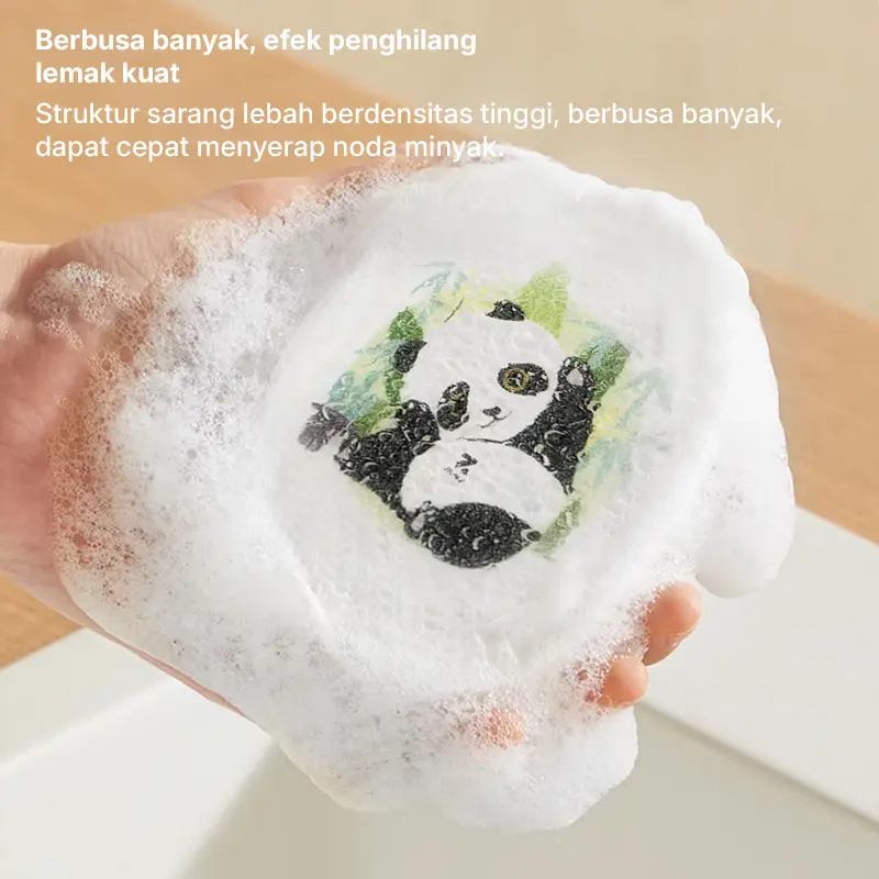 ZOLELE DB01 Spons Pencuci Piring Bubur Kayu Dikompres Sabut Gosok Spons Kain Dapur Anti Lengket 5