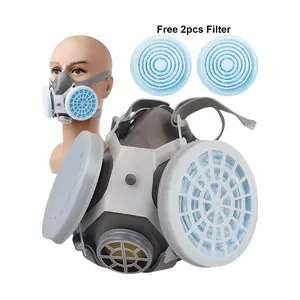 TaffGUARD Masker Gas Respirator / Masker Cat Half Face Anti Debu Polusi with Activated Carbon Filter Tali Karet Elastis - 8006