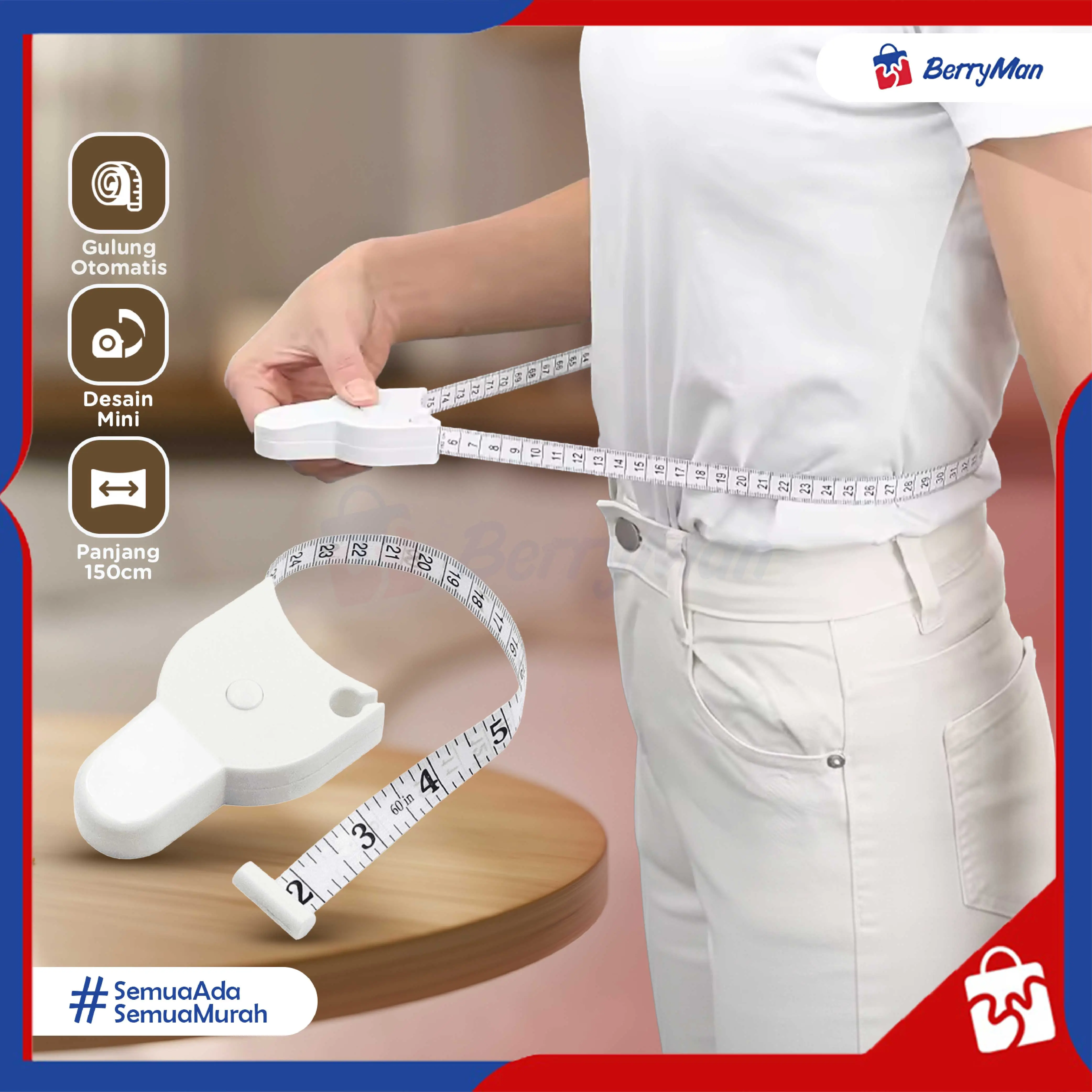 Meteran Pengukur Lingkar Tubuh Otomatis Body Measuring Tape untuk Pinggang Lengan Dada & Fitness Tracker