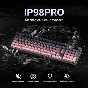 FURYCUBE IP98 Wired/wireless Mechanical Feel Keyboard 3Mode PBT Side Engraving Gradient Keyboard Full RGB Multi-Function Knob Gaming/Office Keyboard(Garansi 1 tahun)