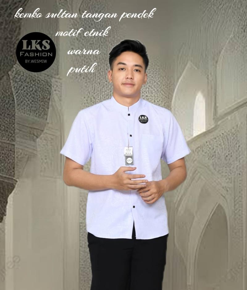 Product Introduction of Kemko sultan atau  Koko tangan pendek  Atasan Pria Dewasa motif etnik depan kancing vareasi bahan  Katun embos berkualitas terbaik Nyaman di pakai Baju Hitam 31