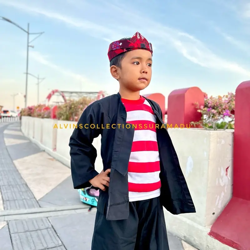BAJU ADAT PAK SAKERA MADURA / SAKERA MADURA / BAJU SAKERA ANAK / size BAYI, BATITA , BATITA , TK, dan SD (Paket komplit satu set) Fashion Celana Hitam Blazer 7