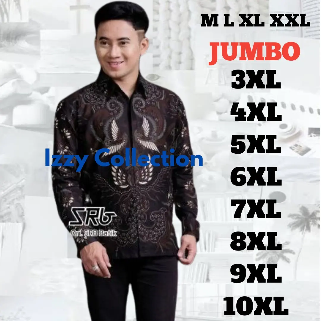 kemeja batik pria jumbo lengan panjang motif terbaru Baju Katun Lembut Nyaman Pendek Slimfit