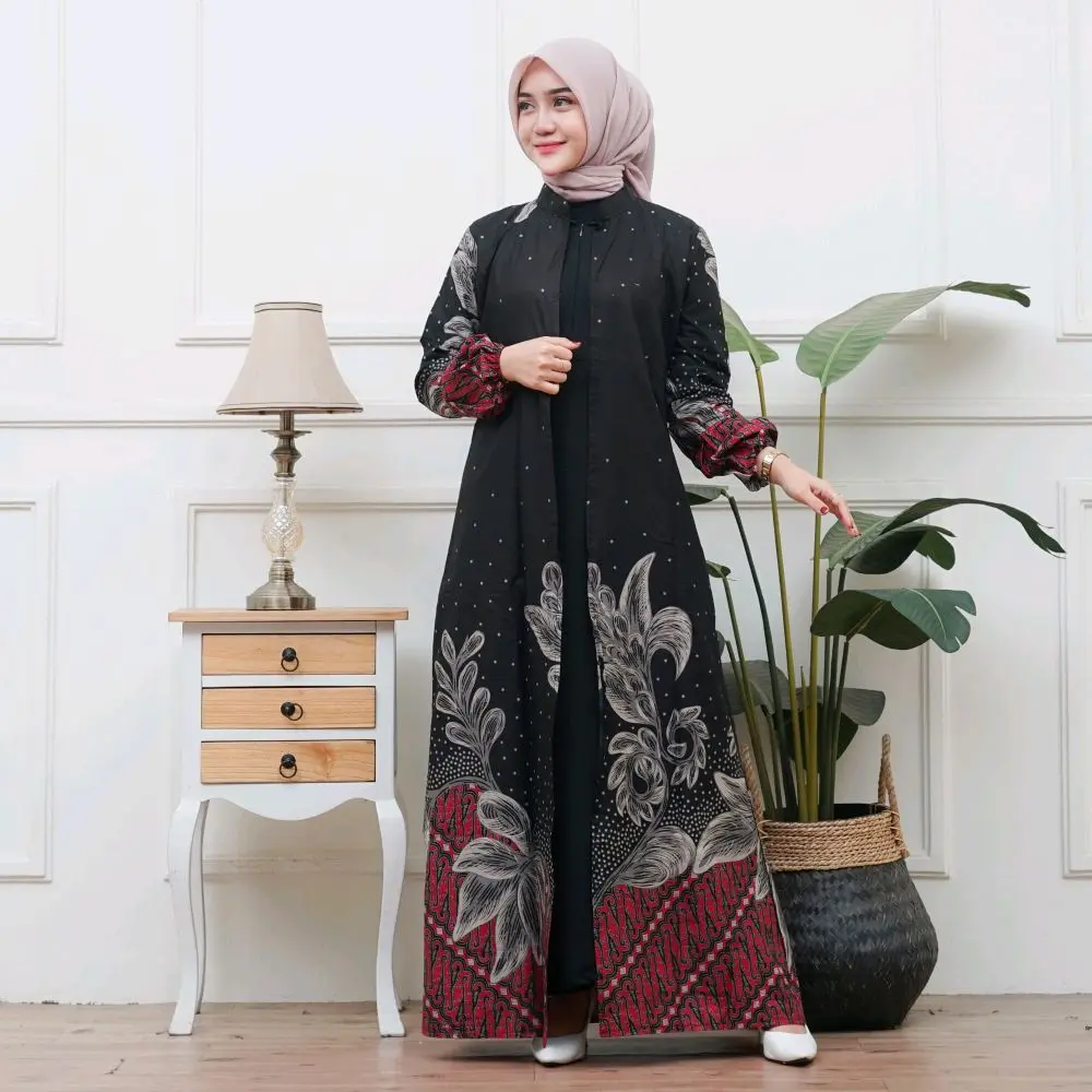 Gamis Cardi Anggrek Hitam