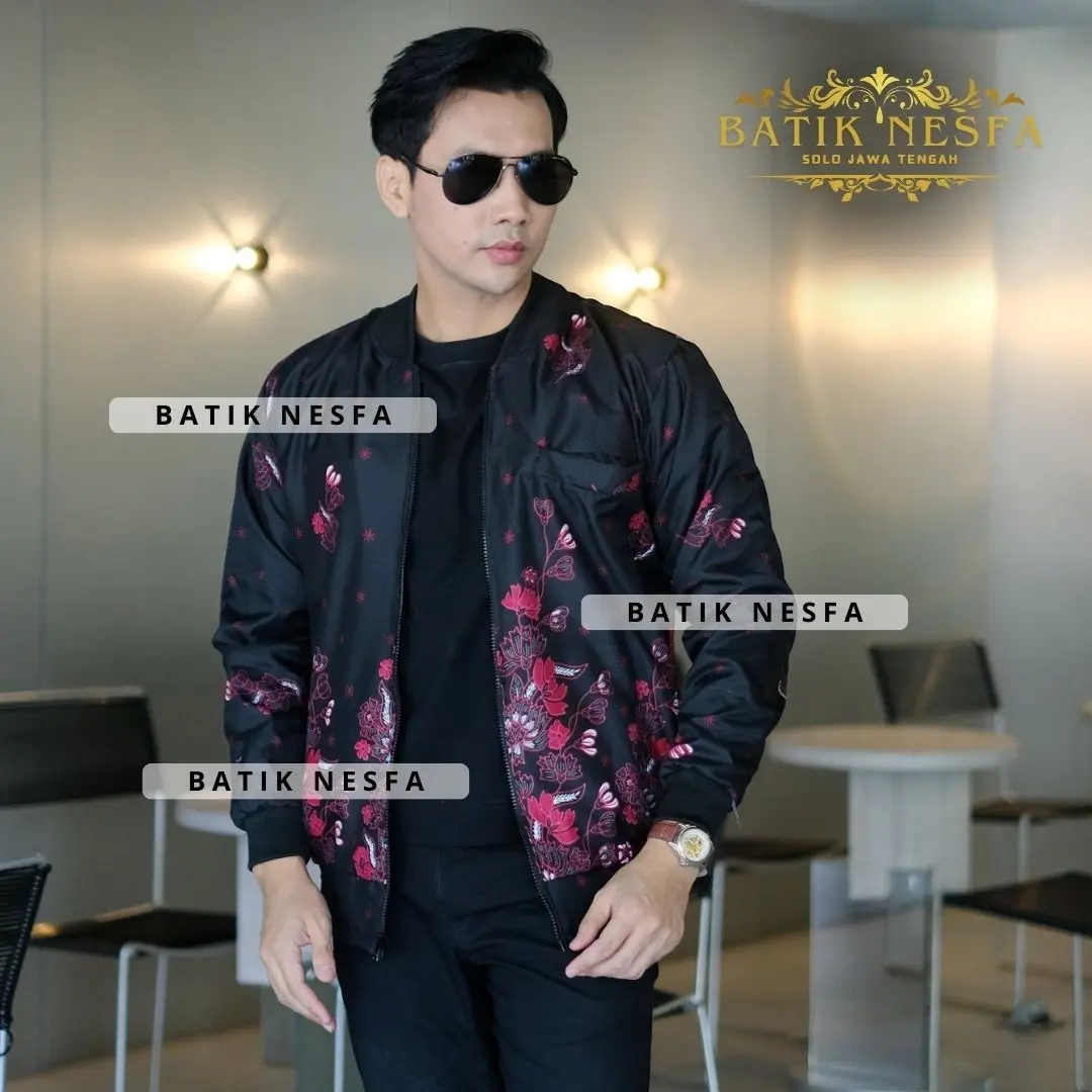 Jaket batik bomber motif sakura murah berkualitas Atasan  Dewasa Pria Wanita Katun  Keren