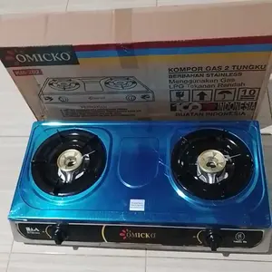 Kompor Gas 2 Tungku Hitam SNI Peralatan Masak Api Biru