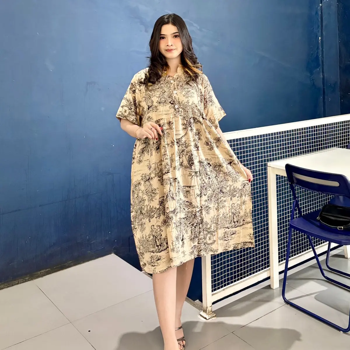 Daster Cantik Shaka Dress Busui Nyaman - Rayon Panjang Lembut - Pendek, Remaja, Motif, Dewasa, Tipis, Bumil, Kimono, Tidur Katun Santai