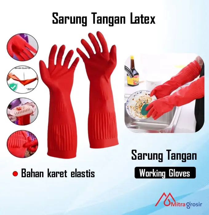 Sarung Tangan Karet Tebal Latek Latex Sarung Tangan Kerja Sarung Pelindung Tangan Cuci Piring Cleaning